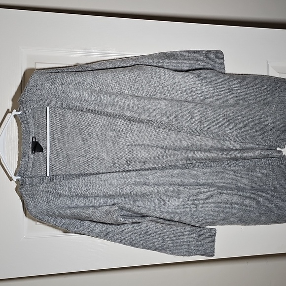 H&M Sweater Robe Gray Mohair Long Knit Open Cardigan Slouchy Relaxed Size S - Picture 1 of 7